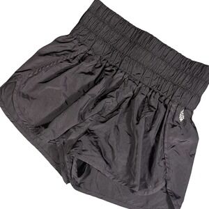 Free People FP Movement Way Home Shorts Women Large Black Smocked High Rise